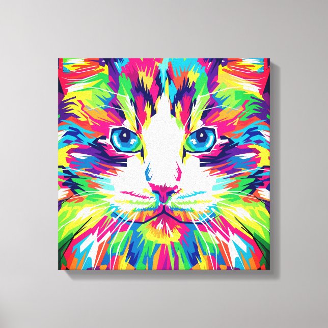 Lienzo Diseño geométrico prismático de cara de gato-32453 (Anverso)