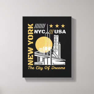 Lienzo Diseño gráfico de viaje del horizonte de la ciudad