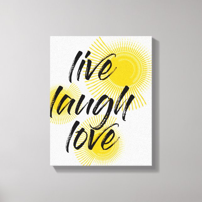 Lienzo Diseño moderno, alegre y de moda Live Laugh Love (Anverso)