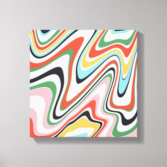 Lienzo Diseño moderno de líneas onduladas retro coloridas (Anverso)