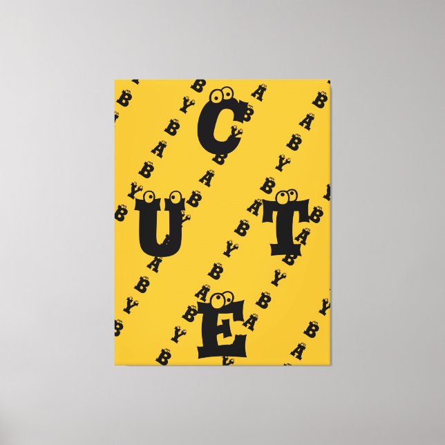 Lienzo Diseño negro amarillo elegante moderno lindo bebé (Anverso)
