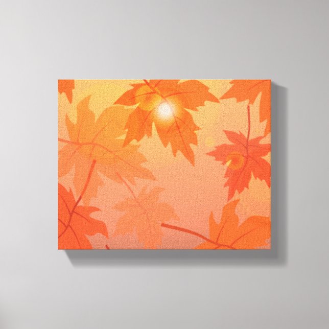 Lienzo Diseño otoñal con hojas de arce y efecto bokeh (Anverso)
