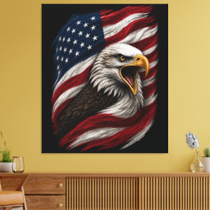 Lienzo Diseño Patriótico Águila Calva Americana FreeNatio