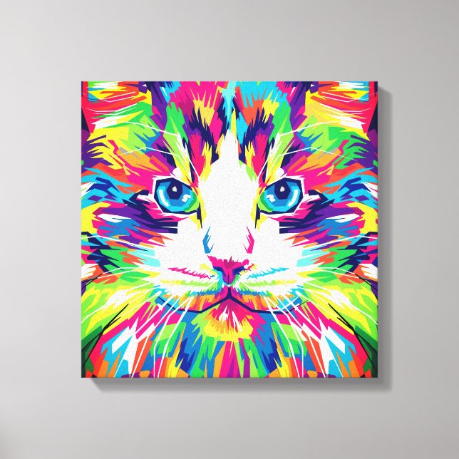 Lienzo Diseño puramente geométrico de cara de gato-32453 (Anverso)