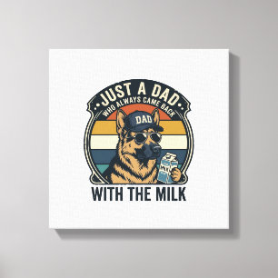Lienzo Diseño Retro de Camiseta de Leche de Pastor Alemán