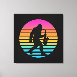 Lienzo Diseño Retro Puesta de Sol Saxofón Bigfoot Jazz