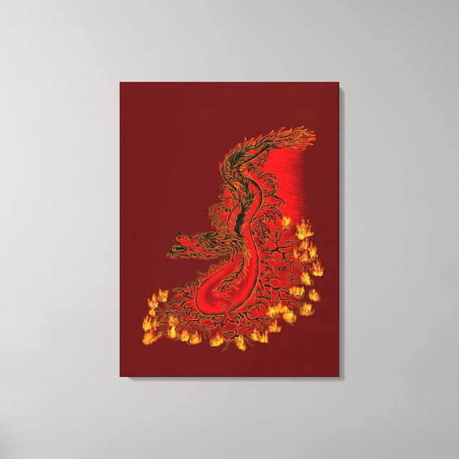 Lienzo Diseño rojo y dorado de China Dragon (Anverso)