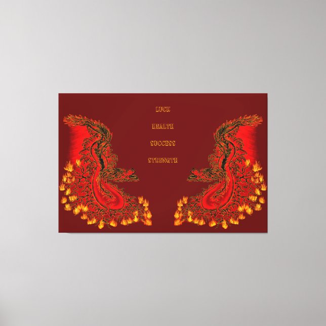 Lienzo Diseño rojo y dorado de China Dragon (Anverso)