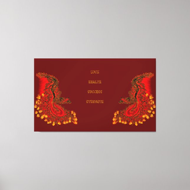 Lienzo Diseño rojo y dorado de China Dragon (Anverso)