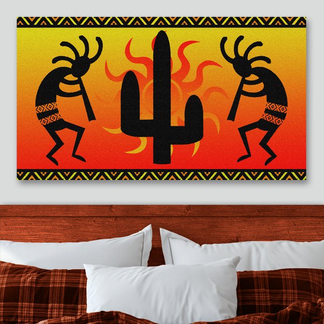 Lienzo Diseño tribal de Kokopelli Cactus en el suroeste (Subido por el creador)
