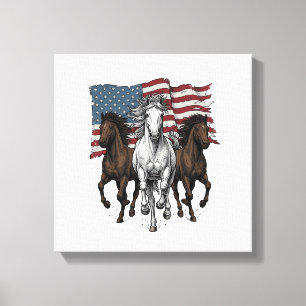 Lienzo Diseño vectorial de caballos corriendo patrióticos