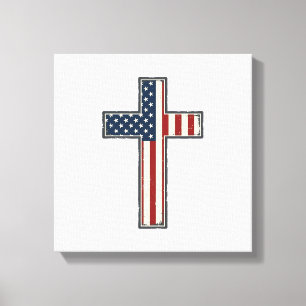 Lienzo Diseño vectorial de cruz patriótica angustiado_1