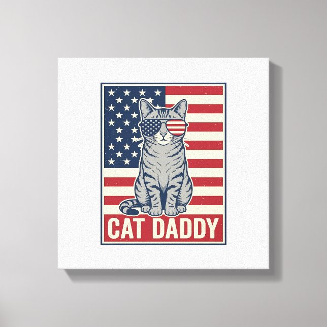 Lienzo Diseño vectorial de gato patriótico Cat Daddy_1 (Anverso)