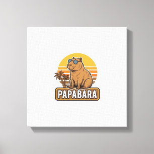 Lienzo Diseño vectorial PAPABARA Capybara padre retro_1