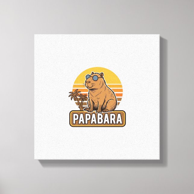Lienzo Diseño vectorial PAPABARA Capybara padre retro_1 (Anverso)