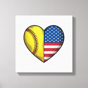 Lienzo Diseño vectorial vintage de béisbol USA bandera co