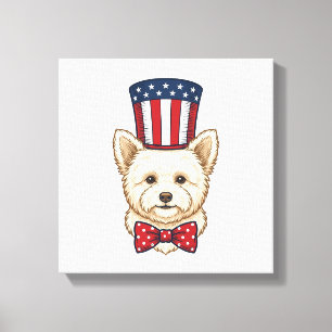 Lienzo Diseño vectorial vintage de perro patriótico con s