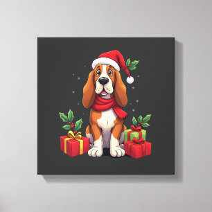 Lienzo Disfraces divertidos de perro de Navidad con sombr