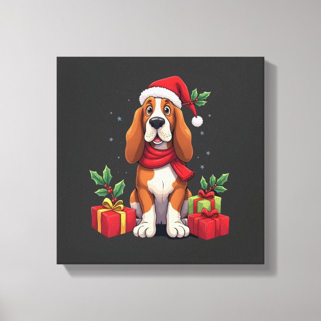 Lienzo Disfraces divertidos de perro de Navidad con sombr (Anverso)
