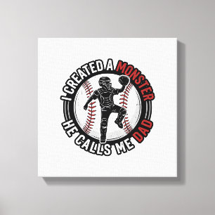 Lienzo Disfraz de camiseta de catcher vintage de monstruo