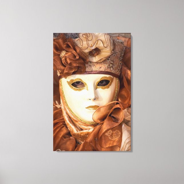 Lienzo Disfraz de Carnaval naranja, Venecia (Anverso)