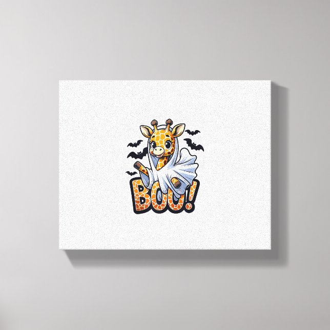 Lienzo Disfraz de Halloween de fantasma de jirafa lindo A (Anverso)