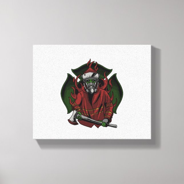 Lienzo Disfraz de Halloween para bomberos (Anverso)