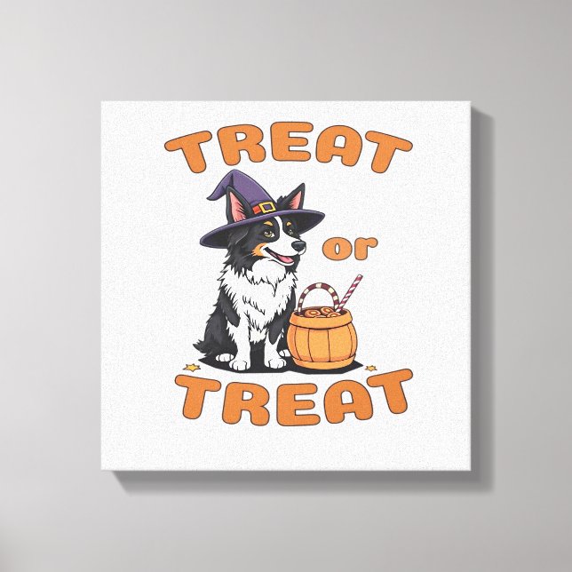Lienzo Disfraz de perro de Halloween Border Collie �Dulce (Anverso)