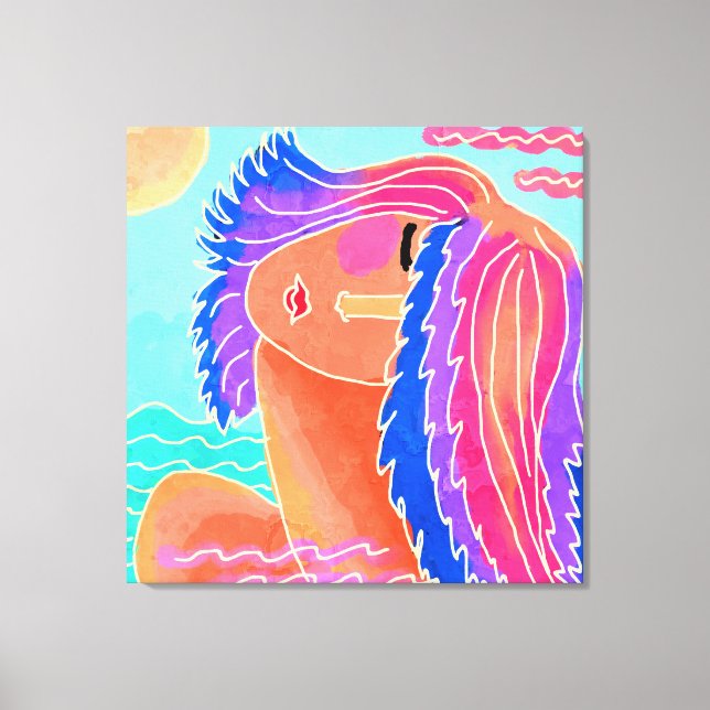 Lienzo Disfrutando de la pintura digital de Sunshine Abst (Anverso)