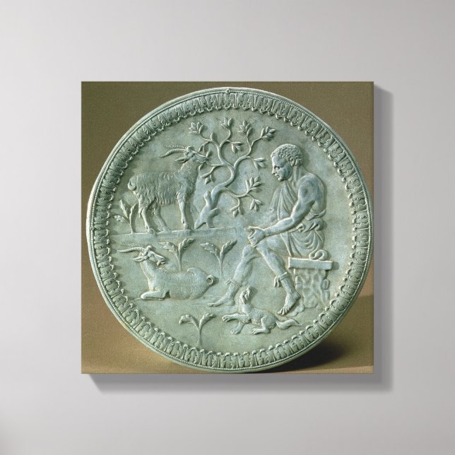 Lienzo Dish representando a pastores, cabras y perros (Anverso)