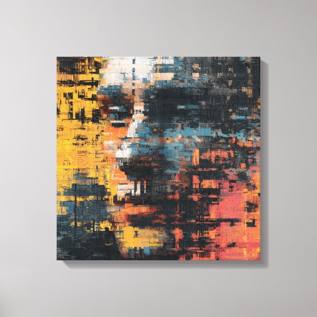 Lienzo Distressed Abstract Expressionism Teal and White (Anverso)