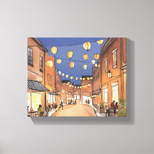 Lienzo Distrito de North End Italiano | Acuarela de las M (Anverso)