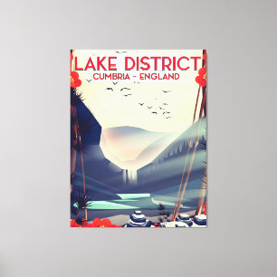 Lienzo Distrito del lago, cartel de viaje de Cumbria