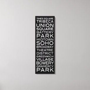Lienzo Distritos de NYC Parques y Barrios   sobre negro