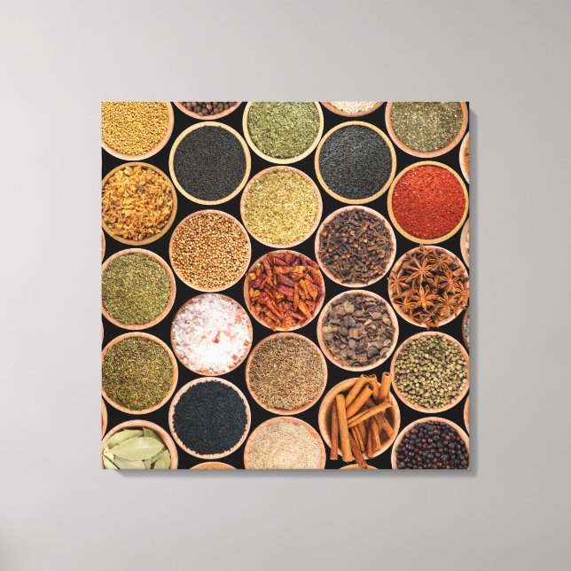 Lienzo Diversas especias e ingredientes alimentarios (Anverso)