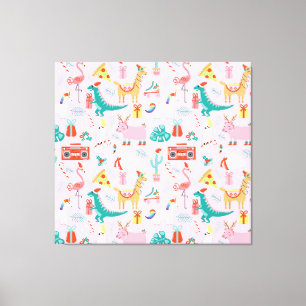 Lienzo Diversión de navidades: Patrón de animales sin foc