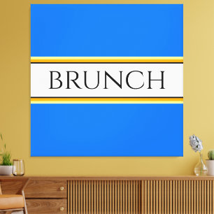 Lienzo Divertido Festividad Azul brillante BRUNCH Tiras d