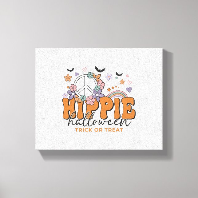 Lienzo Divertido Halloween diciendo Hippie Halloween (Anverso)