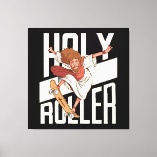 Lienzo Divertido Jesús de Patinaje sobre Ruedas Holy Roll