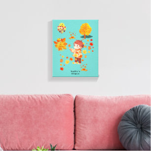 Lienzo Diviértete con hojas de otoño