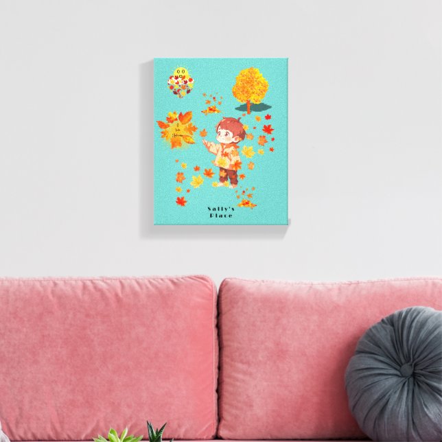 Lienzo Diviértete con hojas de otoño (Insitu (Sala de estar))