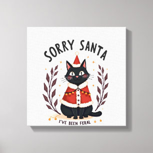 Lienzo Diviértete Lo siento Santa He sido Feral Gato Negr
