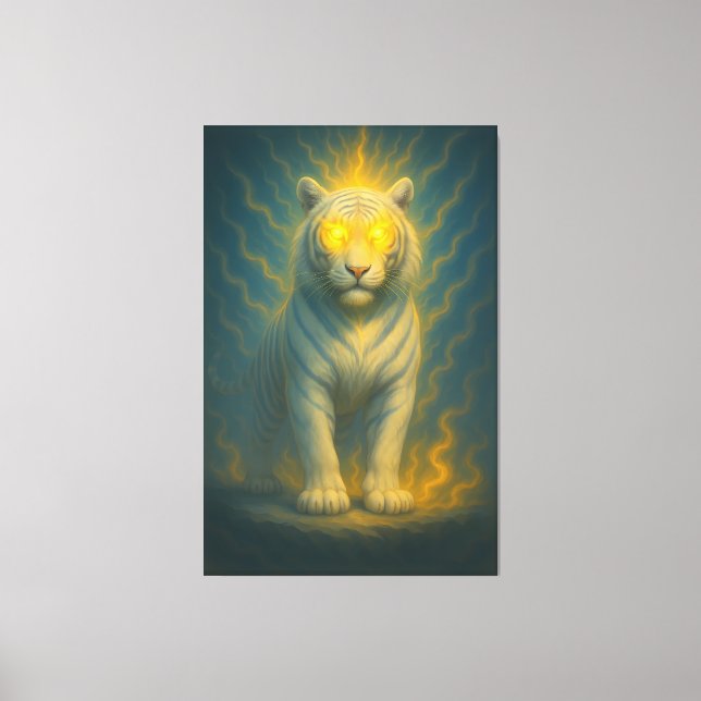 Lienzo Divine Light-Eyed White Tiger | ManJiangHong Fine  (Anverso)