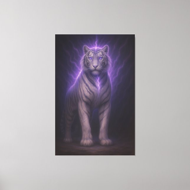 Lienzo Divine Lightning White Tiger – Celestial Power Fan (Anverso)
