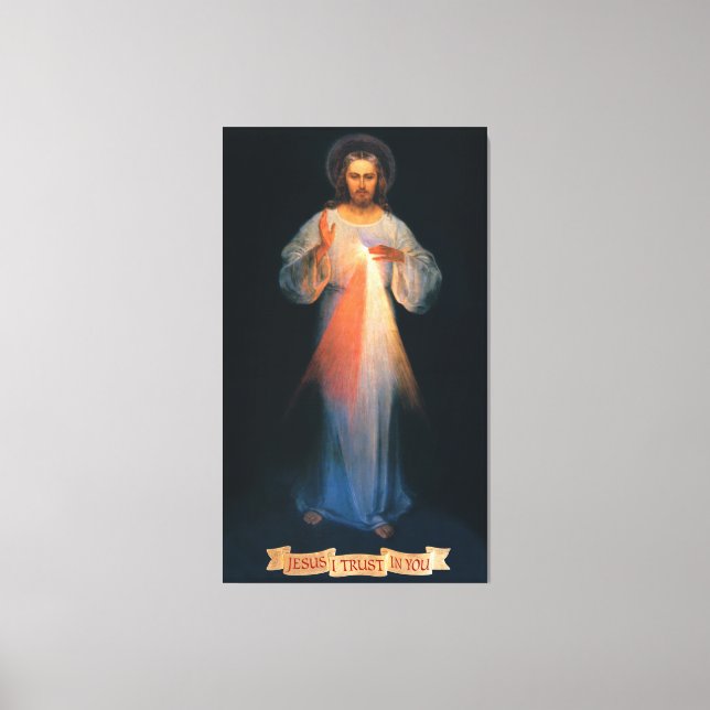 Lienzo Divine Mercy, St. Faustina, Jesus I Trust in You (Anverso)