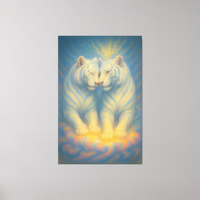 Lienzo Divine Mirror White Tigers – Celestial Symmetry Ar (Anverso)
