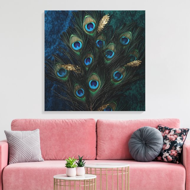 Lienzo Divine Peacock Feathers Wall Art | Boho Spiritual  (Insitu (Sala de estar))