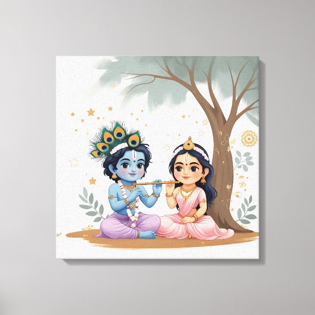 Lienzo Divine Radha Krishna Canvas Print | Spiritual (Anverso)