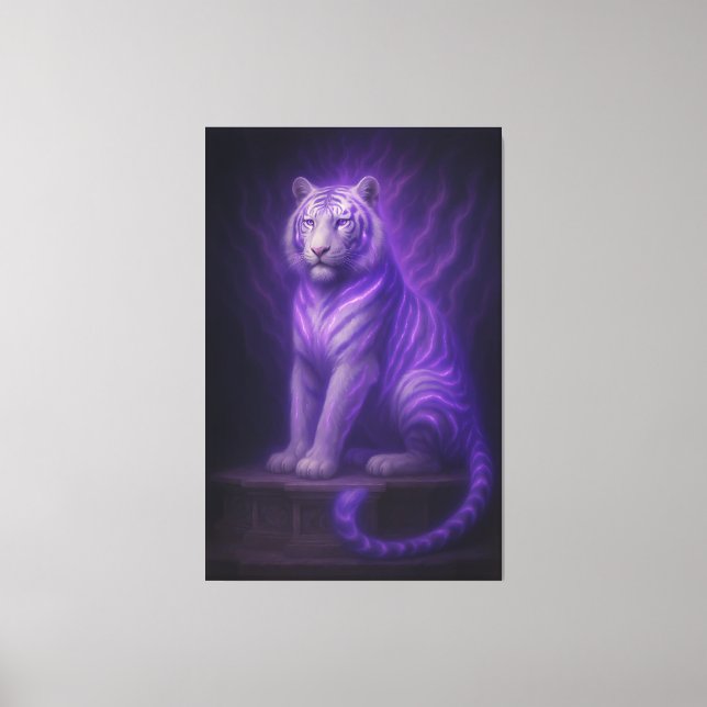 Lienzo Divine Temple White Tiger – Purple Lightning Celes (Anverso)