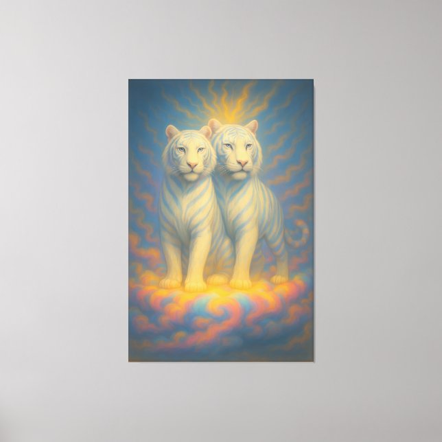 Lienzo Divine White Tiger Royals – Twin Guardians of the  (Anverso)